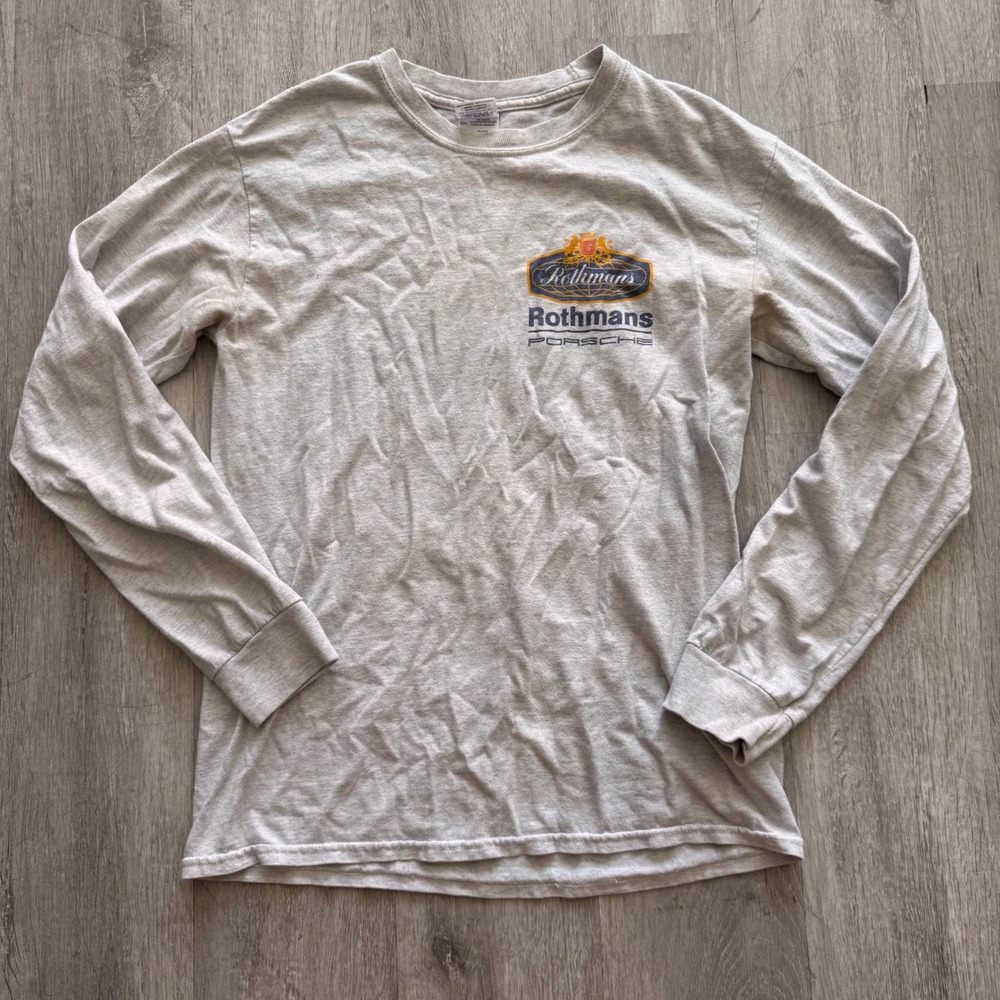 Rothmans Porsche Racing Long Sleeve T-Shirt Gray Mens Small